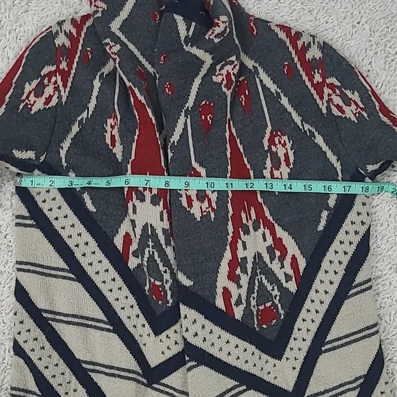 St. Johns Bay Ruffle front cardigan Sweater Aztec style print - Picture 12 of 12